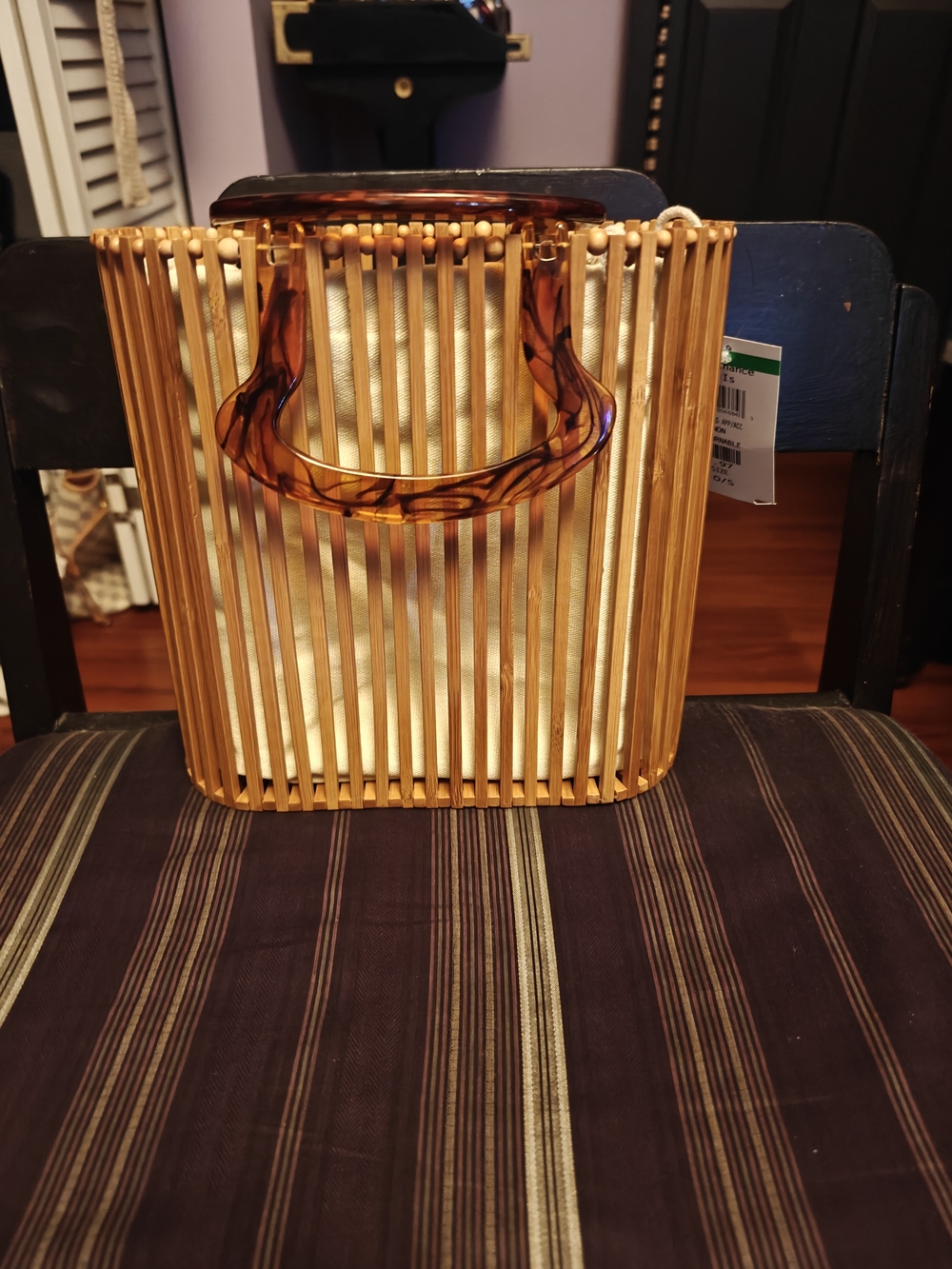 Topshop Gold Bamboo Tote with Tortoiseshell Handle